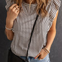  Sofia Crew Neck Ruffled Striped Tank Top