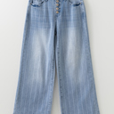 Beau Blue Size 12 Sofia Pinstripe Wide Leg Jeans