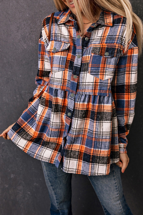 Sofia Plaid Down Ruffled Plus Shirt