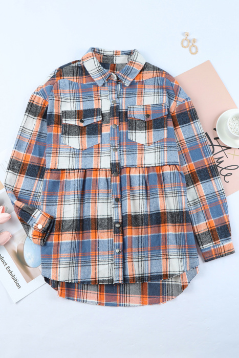 Sofia Plaid Down Ruffled Plus Shirt