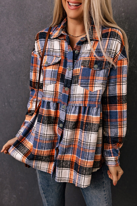 Sofia Plaid Down Ruffled Plus Shirt