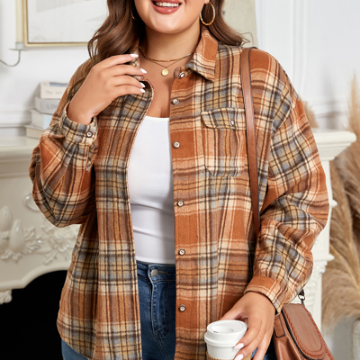 Sofia Plaid Print Flap PLUS Shacket