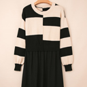 Black Stripe Medium Sofia Waist Splicing Hem Sweater