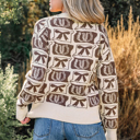  Sofia Western Fashion Print Sweater