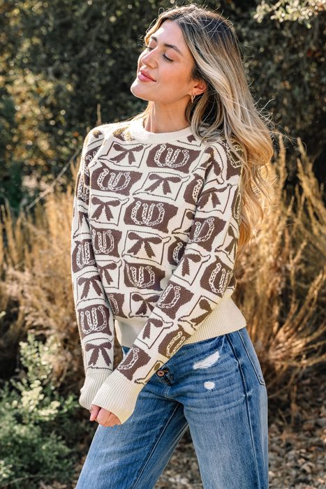 Sofia Western Fashion Print Sweater