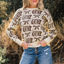  Sofia Western Fashion Print Sweater