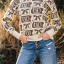  Sofia Western Fashion Print Sweater