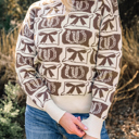  Sofia Western Fashion Print Sweater