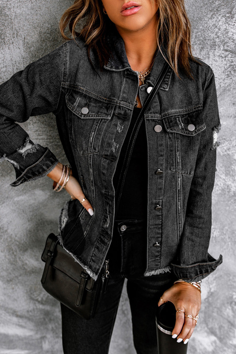 Sofibelle Distressed Raw Hem Jacket