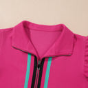 Sol Striped Detail Flutter Sleeve Zipped Collar Short Set