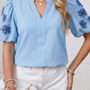  Solana Puff Sleeve Textured Blouse
