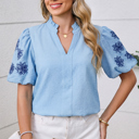  Solana Puff Sleeve Textured Blouse