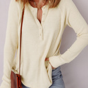 Oatmeal Medium Soleil Knit Half Henley Top