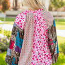  Solirina Shoulder Bubble Sleeve Blouse