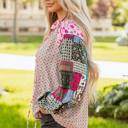  Solirina Shoulder Bubble Sleeve Blouse