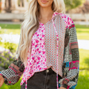  Solirina Shoulder Bubble Sleeve Blouse