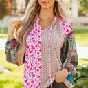 Pink Medium Solirina Shoulder Bubble Sleeve Blouse