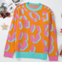 Orange Medium Sophia Colorblock Ribbed Edge Sweater