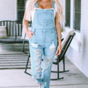 Sky Blue Large Sophia Constructed Bib Distressed Overalls