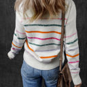  Sophia Striped Ribbed Trim Sweater