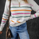  Sophia Striped Ribbed Trim Sweater