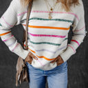  Sophia Striped Ribbed Trim Sweater