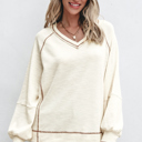 Beige Large Sophia Textured Knit Pullover Top