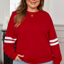 Light Grey 3X Sophia Varsity Striped Detail Sweatshirt