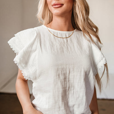 Soraya Crinkled Layered Ruffled Flutter Sleeve Blouse