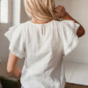  Soraya Crinkled Layered Ruffled Flutter Sleeve Blouse