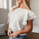  Soraya Crinkled Layered Ruffled Flutter Sleeve Blouse