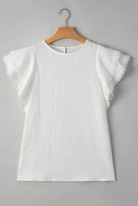 Soraya Crinkled Layered Ruffled Flutter Sleeve Blouse