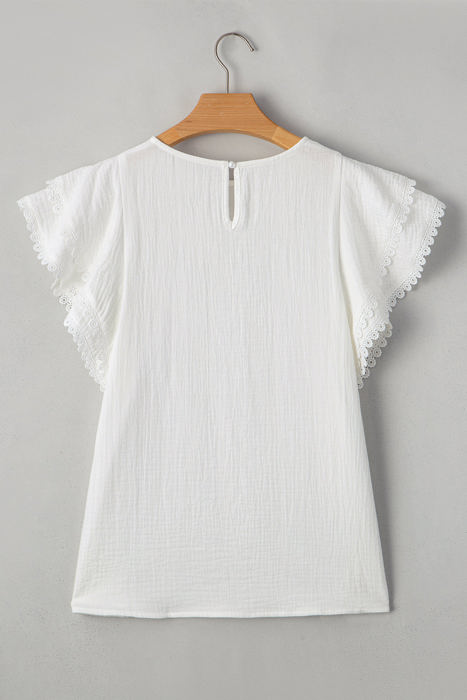 Soraya Crinkled Layered Ruffled Flutter Sleeve Blouse