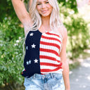  Stars and Stripes Flag Pattern Knitted Tank