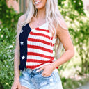  Stars and Stripes Flag Pattern Knitted Tank