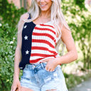  Stars and Stripes Flag Pattern Knitted Tank