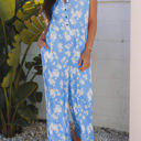  Stella Floral Half Button Wide Leg Jumpsuit