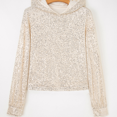 Stella Stream Sequin Hooded Long Sleeve Top