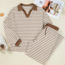  Stephanie Stripe Collared Pullover Set