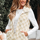  Stevie Sherpa Checkerboard Button Vest With Pocket