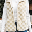  Stevie Sherpa Checkerboard Button Vest With Pocket