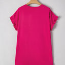 Stormi Color Block Ruffled Crew Neck Loose Fit Top