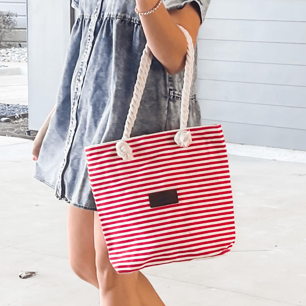 Striped Canvas Tote Bag