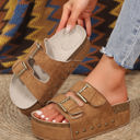  Suede Buckle Decor Footbed Sandal Slippers