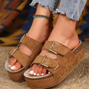  Suede Buckle Decor Footbed Sandal Slippers
