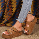  Suede Buckle Decor Footbed Sandal Slippers
