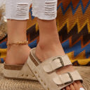 Beige Size 8.5 Suede Buckle Decor Footbed Sandal Slippers