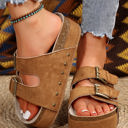 Chestnut Size 8.5 Suede Buckle Decor Footbed Sandal Slippers