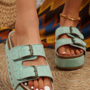 Mint Size 8.5 Suede Buckle Decor Footbed Sandal Slippers