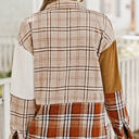  Sutton Plaid Color Block Patchwork Shirt Jacket with Pocket